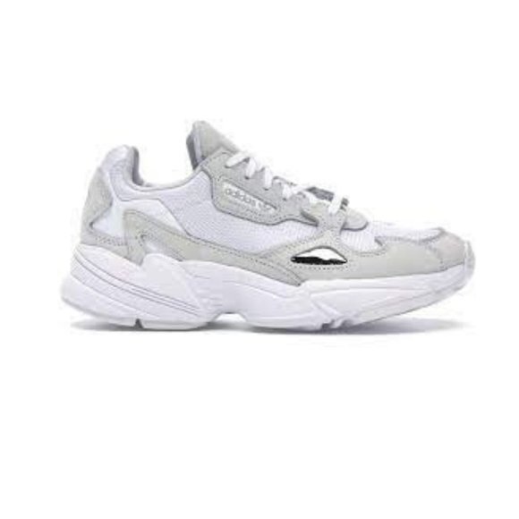 Women Adidas Falcon Triple White trainers sz 9 in EUC #121427849 - Picture 1 of 6